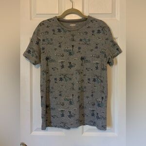 Old Navy Gray T-Shirt with Tropical Print